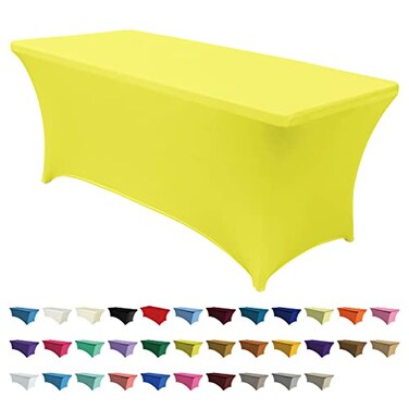 ABCCANOPY 6FT Spandex Table Cover, Stretch Fitted Tablecloth, Yellow