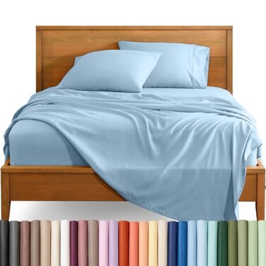 Bare Home Split King Sheet Set - 1800 Ultra-Soft ,Split King, Light Blue