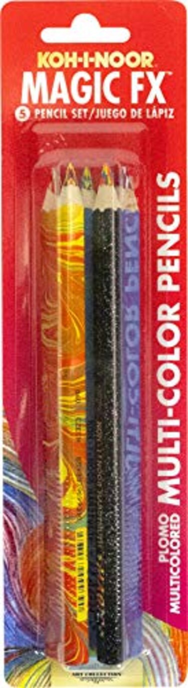 Koh-I-Noor Magic FX Pencils, 5-Pack - Original, Tropical, Neon, America and Fire ,FA3405.5BC
