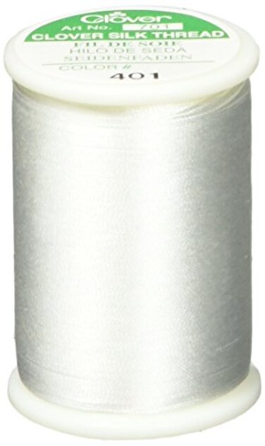 Clover 701CV-401 50 WT Silk Thread, 109 yd, White
