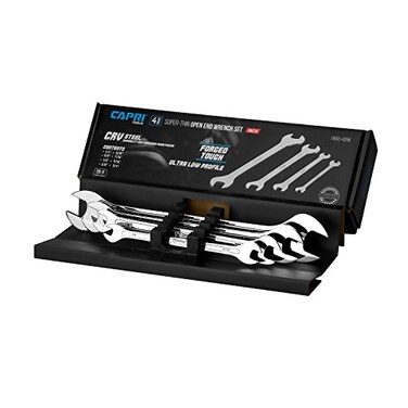 Capri Tools Super-Thin Open End Wrench Set, SAE, 1/4 to 3/4 in, 4-Piece