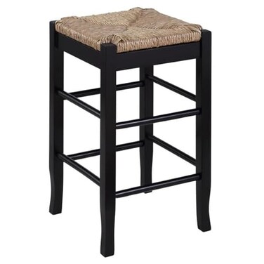 Boraam Square Rush Seat Counter Height Stool, 24-Inch, Black