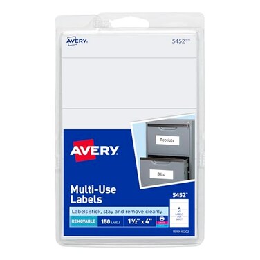 Avery Self-Adhesive Removable Labels, 1.5 x 4 Inches, White, 150 per Pack ,05452