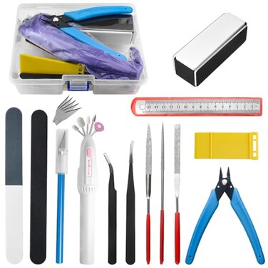 BXQINLENX Professional 15 PCS Model Tools Kit Modeler Basic Tools Craft Set Hobby Building Tools Kit for dam Car Model Building Repairing and Fixing,C