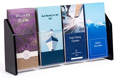 Displays2go 4 Pocket Brochure Holder for Tabletop Use