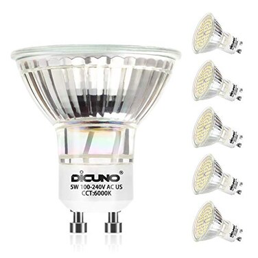 DiCUNO GU10 LED Bulbs 50W Equivalent, Daylight White 6000K, 500LM, 6-Pack