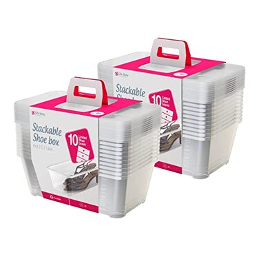 Life Story 20 Pack Stackable Shoe Boxes, 6 Liter Plastic Storage Organizers