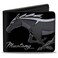 Buckle-Down Ford Wallet, Bifold, Mustang Chrome Pony Mustang Script Black Silver, Vegan Leather