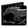 Buckle-Down Ford Wallet, Bifold, Mustang Chrome Pony Mustang Script Black Silver, Vegan Leather