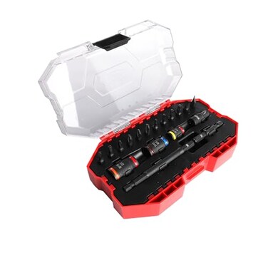 Malco KITCRB C-RHEX Socket Install Kit with Premium Case -Cleanable Reversible Hex Sizes ,1/4"-9/16", 2 Magnetic Shafts, 12 Impact-Rated Bits