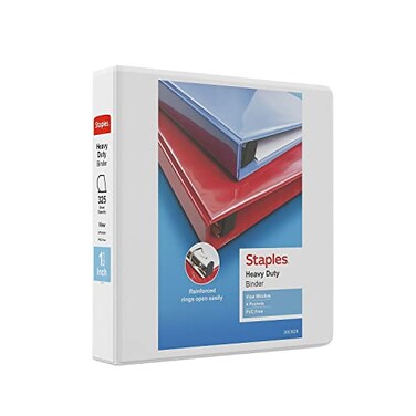 Staples Heavy-Duty 1.5-Inch 3-Ring View Binder, Durable, 350 Sheets