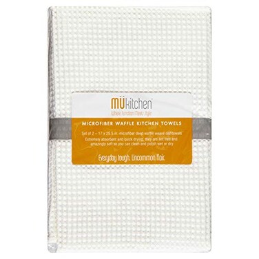 MUkitchen Mkitchen Waffle Microfiber ClothDurableSuper Absorbent for CleaningDryingSet of 3,White