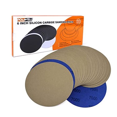 POLIWELL Sanding Discs 6 Inch 7000 Grit 20 Pack HookLoop