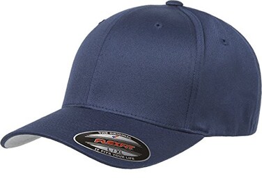Flexfit Men's Wooly Combed Twill Fitted Baseball Cap, Navy, Large-X-Large