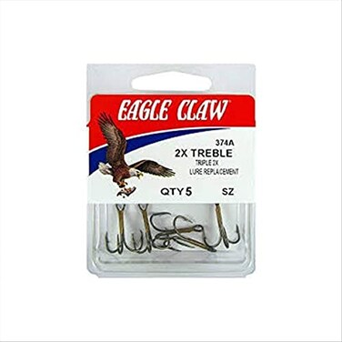 Eagle Claw 2X Treble Lure Replacement sz2 Model 374A-2