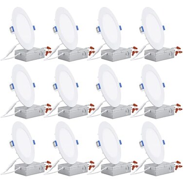 TORCHSTAR 12-Pack 6 Inch Ultra-Thin LED Recessed Ceiling Light, CRI90 3000K