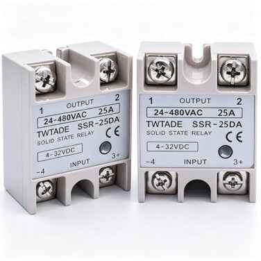 TWTADE 2PCS SSR-25 DA 25A 3-32V DC / 24-480V AC SSR Single Phase Solid State Relay