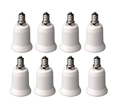 yueton Pack of 8 E12 Candelabra Screw to E26 / E27 Medium Screw Light Bulb Base Socket Adapter Converter