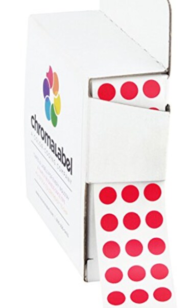 ChromaLabel Red Dot Stickers, 1/4 Inch, 1000/Box