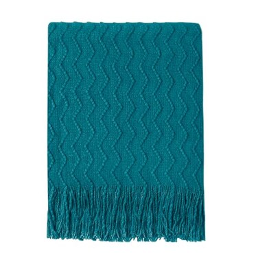 BOURINA Teal Throw Blanket 50x60 Inches Throw Textured Solid Soft Sofa Couch Decorative Knit Blanket