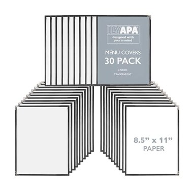 Ilyapa Clear Menu Covers, 8.5x11 Inch - 30 Pack, 2-View Single Page Design