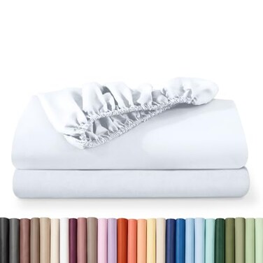 Bare Home 2-Pack Fitted Sheet 1800 Ultra-Soft ,Queen, White
