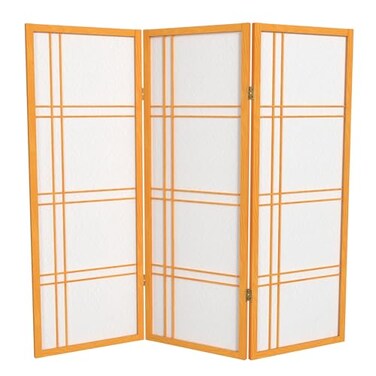 Red Lantern 4 ft. Short Double Cross Shoji Screen - Honey - 3 Panels