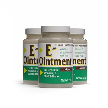 Basic Organics - Basic Brands - Vitamin E Ointment - 2 oz - Moisture Enhancing - Can Help Reduce Appearance of Scars, Stretch Marks, Fine LinesWrinkles - Pack of 3