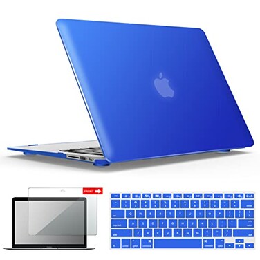 IBENZER Compatible with MacBook Air 11 Inch Case Model A1370 A1465, Soft Touch Plastic Hard Shell Case Bundle with Keyboard CoverScreen Protector for Mac Air 11, Royal Blue, A11RBL2
