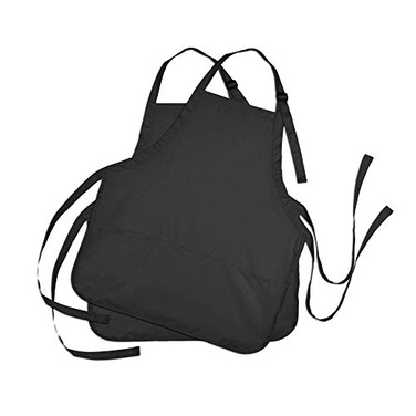 DALIX Apron Commercial Restaurant Home Bib Spun Poly Cotton Kitchen Aprons ,3 Pocketsin Black 2 Pack