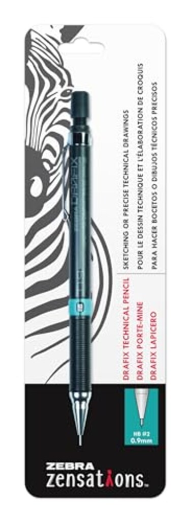 Zebra Pen Zensations Drafix Technical Pencil, 0.9mm, Teal Lead Grade Indicator, 1-Count