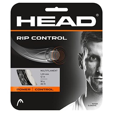 HEAD RIP Control Tennis Racket String 40' Set - 17 Gauge Multifilament Racquet String, Black