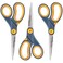 Westcott 8-Inch Non-Stick Titanium Scissors For Office and Home - Glide Adjust Technology - Grey/Yellow Craft, Fabric Scissors - 3 Pack