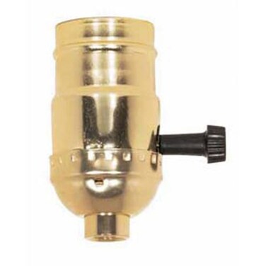 PLT Brass Light Socket - Plated - 3-Terminal - 2 Circuit - Turn Knob - Medium Base Socket - 1/8 IPS - 90-421