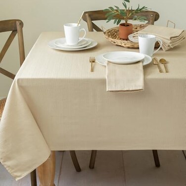 Benson Mills Textured Tablecloth ,Cameron Flax 52 x 70