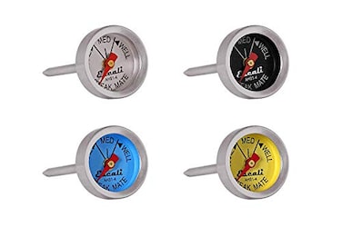 Escali AHS1-4 Easy Read Mini Steak Thermometer Set, Dial Reads Rare, MediumWell, Dishwasher Safe, Silver