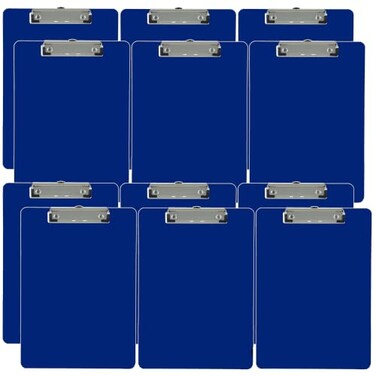 Trade Quest Dark Blue Plastic Clipboards Letter Size Low Profile ,12-Pack