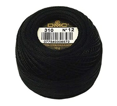 DMC 116 12-310 Pearl Cotton Thread Balls, Black, Size 12