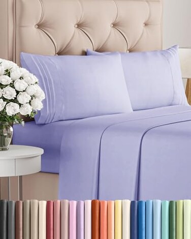 CGK Unlimited Queen Size 4 Piece Sheet Set - Comfy BreathableCooling Sheets - Lavender