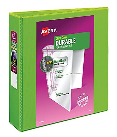 Avery Durable View 3 Ring Binder, 2" Slant Rings, 1 Chartreuse Binder
