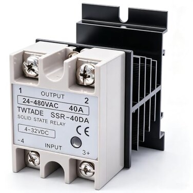 TWTADE Solid State Relay SSR-40 DA 40A DC 3-32V to AC 24-480VHeat Sink