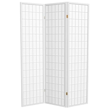 Red Lantern 6 ft. Tall Window Pane Shoji Screen - White - 3 Panels