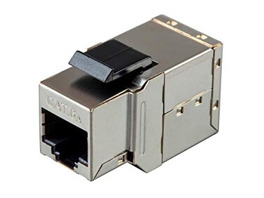 Monoprice Shielded Straight Through Cat6A RJ45 Keystone in-Line Coupler - 10G, Use for Networking As an Extender Between Two Patch Cables, Silver