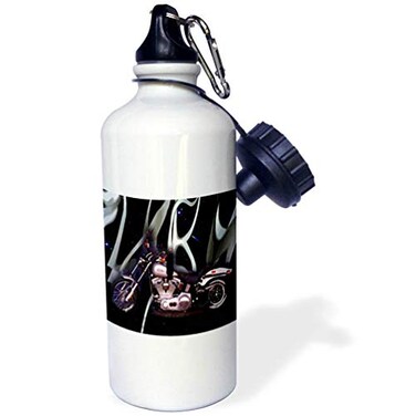 3dRose Harley-DavidsonMotorcycle Water Bottle, White