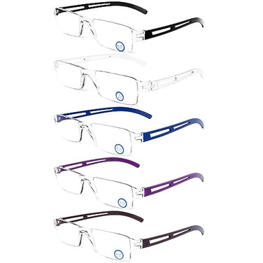 DOOViC 5 Pack Rimless One-Piece Design Reading Glasses Blue Light Blocking Computer Readers for Women Men 2.50