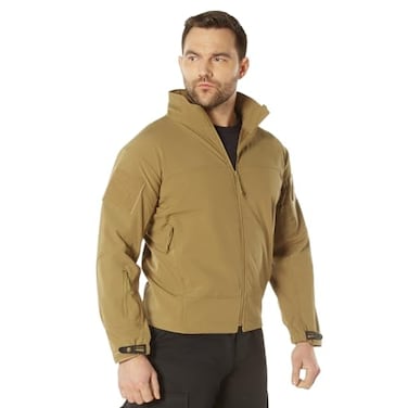 Rothco Covert Ops Lightweight Soft Shell Jacket“ Tactical Utility Outdoor Jacket ,US, Alpha, Large, Regular, Regular, Coyote Brown