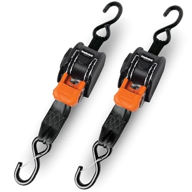 CargoBuckle Mini G3 Retractable Ratchet Straps, 1 x 6 Ft, 1,400 Lb, 2-Pack