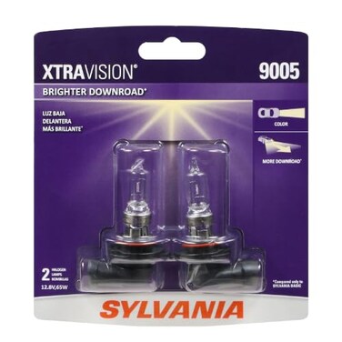 SYLVANIA 9005 XtraVision Halogen Headlight Bulb, High or Low Beam, 2 Bulbs