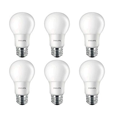 PHILIPS LED Non-Dimmable A19 Frosted Light Bulb: 1500-Lumen, 2700-Kelvin, 14.5-Watt ,100-Watt Equivalent, E26 Base, Soft White, 6-Pack, 461995