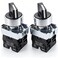 TWTADE 2 Pack 22mm 3 Position Maintained Selector Switch, 2NO 10A 440V Latching Rotary Switch, Metal Head Industrial Control Push Button Switch for Machine Control Panel HB2-BD33